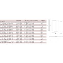 Душевая шторка на ванну Good Door SCREEN WTW-140-G-CH, 140x140 см, матовое стекло