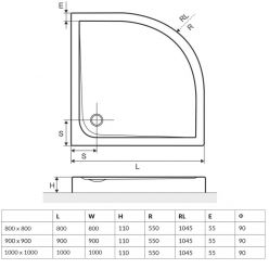 Душевой поддон Excellent Sense А800 Compact 80x80x11, BREX.SEN08WHC