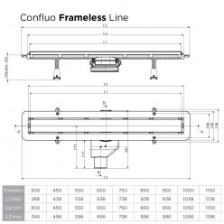 Водосточный трап Pestan Confluo Frameless Line 450 Black Glass, 13701202 двухсторонняя дизайн-вставка