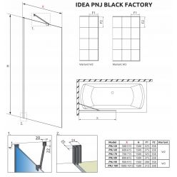 Душевая шторка на ванну Radaway Idea PNJ 70 Black FACTORY, 10001070-54-55