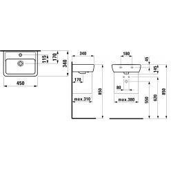 Умывальник мини Laufen Pro 811951 45x34