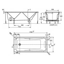 Ванна акриловая 170x75 Jacob Delafon Odeon Up E60491RU-00