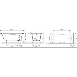 Ванна чугунная 170x75 Jacob Delafon Biove E2938-00, с отверстиями для ручек