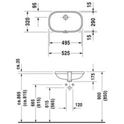 Умывальник Duravit D-Code 0338490000, встраиваемый снизу 49,5x29 см с переливом