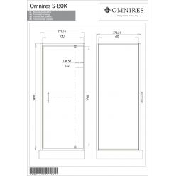 Душевой уголок Omnires S 80x80x185, стекло прозрачное S-80K