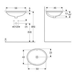 Умывальник Geberit VariForm 50х40 см без отверстия, с переливом (500.752.01.2)