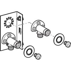 Траверса Geberit GIS для вертикально смонтированного настенного смесителя наружного монтажа, с двумя подводами воды, 461.746.00.1