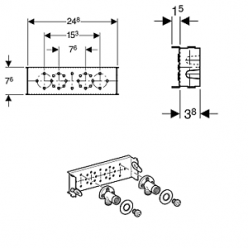 Траверса Geberit GIS для настенного смесителя наружного монтажа, 153 см, с двумя поводами воды, 461.740.00.1