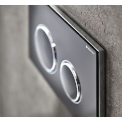 Смывная клавиша Geberit Sigma21 115.884.SJ.1, двойной смыв, черное стекло