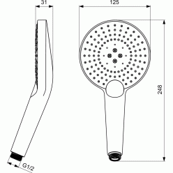 Ручной душ Ideal Standard Idealrain Evo Jet Round XL3 B1759AA, диаметр лейки Ø125 мм 