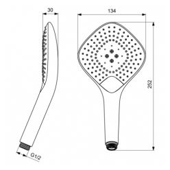 Ручной душ Ideal Standard Idealrain Evo Jet Diamond XL3 B1760AA, диаметр лейки Ø125 мм 