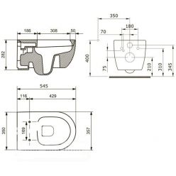 Унитаз подвесной Geberit Smyle (c крышкой Soft Close) безободковый 500.215.01.1 + 500.232.01.1