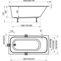 Акриловая ванна Ravak Chrome SLIM 150x70, C721300000