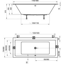 Акриловая ванна Ravak Formy 01 Slim 170x75, C691300000