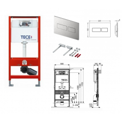 Инсталляция для унитаза TECE profil kit 9.300.434 (9300434) с кнопкой сталь нержавеющая