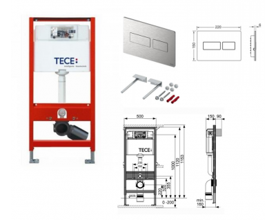 Инсталляция для унитаза TECE profil kit 9.300.434 (9300434) с кнопкой сталь нержавеющая