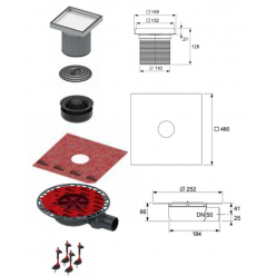 Точечный трап TECEdrainpoint S 3600000 под плитку 150x150 низкий