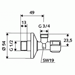 Угловой вентиль Schell Comfort 1/2х3/4, 033000699