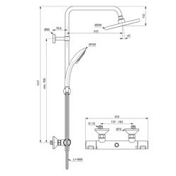 Душевая стойка Ideal Standard Ceratherm T25, A7208AA с термостатическим смесителем 