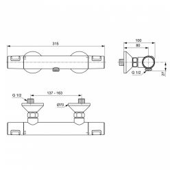 Термостатический смеситель Ideal Standard CERATHERM T25 для душа A7201AA