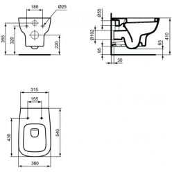 Унитаз подвесной Ideal Standard ESEDRA AquaBlade безободковый с сиденьем микролифт