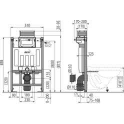 Инсталляция для унитаза AlcaPlast Sadromodul AM118/850 низкая