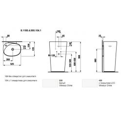 Раковина Laufen Palomba 52,5x43,5 напольная с креплением к стене, с отв. для смесителя 8.1180.4.000.104.1