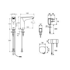 Смеситель для умывальника Schell Xeris E  HD-M, 230V сеть, сенсорный 012540699