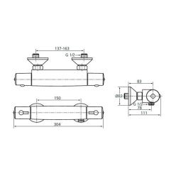 Настенный термостатический смеситель Ideal Standard CERATHERM 50 для душа A6367AA