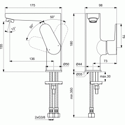 Смеситель для умывальника Ideal Standard Cerafine O BC555AA без донного клапана	