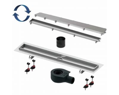 TECElinus New линейный трап с декоративной решеткой “steel” 2 в 1, длина 900, 15103099 (старый арт.15103090)