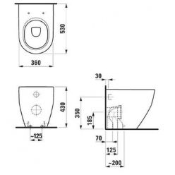  Унитаз приставной Laufen Pro 36x53, Vario выпуск 8.2295.6.400.000.1 безободковый смыв Rimless, покрытие LCC