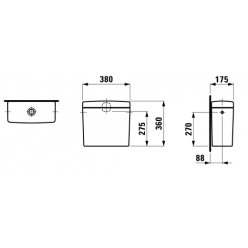 Бачок для унитаза Laufen Pro 8.2695.1.000.892.1, задний подвод, без пластикового бачка