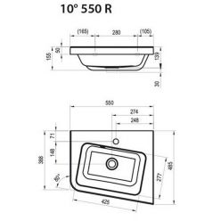 Умывальник Ravak 10° 550 Lx485 , XJIL1155000