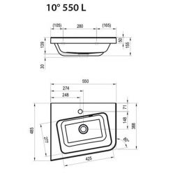 Умывальник Ravak 10° 550 Lx485 , XJIL1155000
