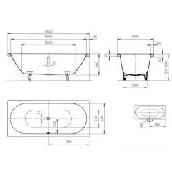 Стальная ванна Kaldewei Classic Duo 180x80, 110 291000013001 с самоочищением и ножками 5037