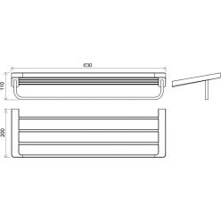 Полка с полотенцедержателем Ravak 10° TD 330, 63 см X07P327
