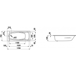 Стальная ванна LAUFEN Paladium 170х75 см [2251100000401]