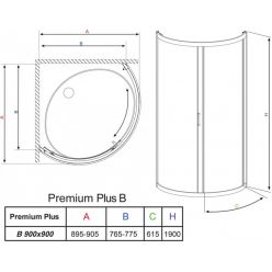 Душевой уголок Radaway Premium Plus B 90×90 (30473-01-05N) графитовое стекло