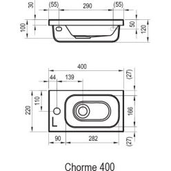 Умывальник Ravak Chrome 400 левый XJGL1100000