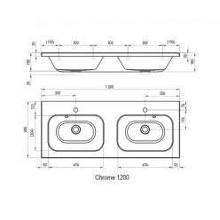 Умывальник двойной Ravak Chrome 1200 белый со скрытым переливом XJG01212000
