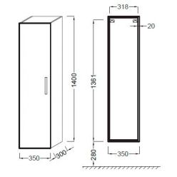 Подвесной шкаф-пенал  Jacob Delafon Ola белый 35x140 см EB396-J5