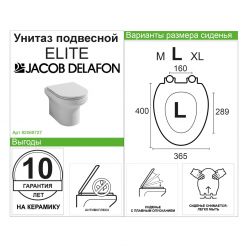 Унитаз подвесной Jacob Delafon Elite Rimless в комплекте с тонким сиденьем EDX112-00