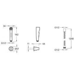 Гигиенический душ JACOB DELAFON с держателем из ABS черного цвета и гибким шлангом 1,25 м E75089-CP