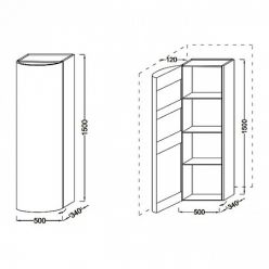Шкаф-пенал Jacob Delafon Presqu'ile EB1115G-N21 50 см, шарниры слева, серый титан лак