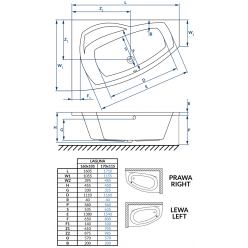 Акриловая ванна Excellent Laguna 170x115 правая WAEC.AP04.170.115