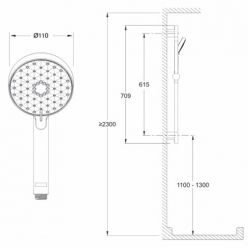 Душевой комплект с штангой Jacob Delafon Awaken Geometric E99898RU-CP, 3-х режимный ручной душ 110 мм