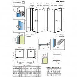 Фронтальное стекло Radaway Arta KDJ II front Wall 223L, 386040-03-01L