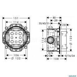 Скрытая часть смесителей для ванны и душа Hansgrohe iBox Universal 01800180