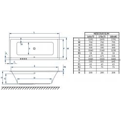 Акриловая ванна Excellent Ness Duo 170x75, WAEC.PRO9.170.075